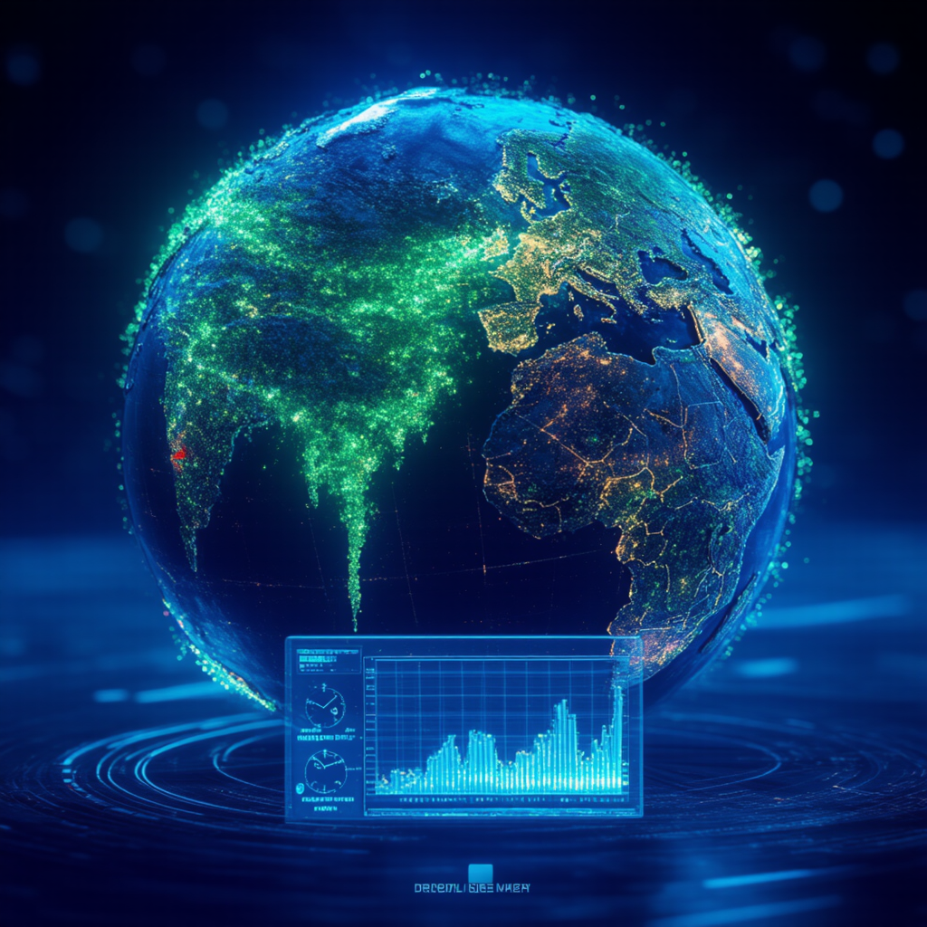Rappresentazione di un globo con rotte commerciali
